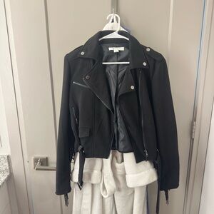 Women's Black Asymmetrical Fringe Moto Jacket - Sleek Biker Style